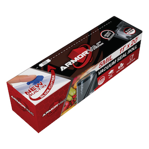 ArmorVac 11" x 20' 5mil Vacuum Seal Bags Black & Clear w/ Slide Cutter