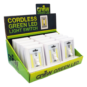GROW1 Cordless Green LED Light Switch w/ Retail Display (12pcs/Display)