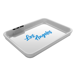Dope Trays x Los Angeles - white background blue logo