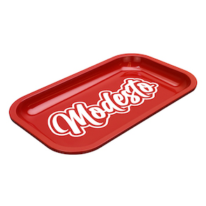 Med Dope Trays x Modesto – Red Background White logo